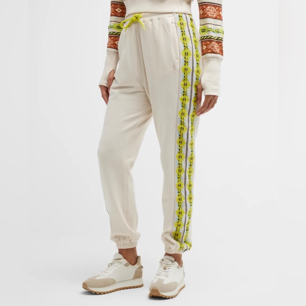 FP Movement by Free People Cream Joggers with Yellow Accents